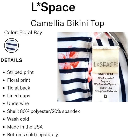 L*Space bikini top Camellia underwire floral bay - Picture 7 of 8